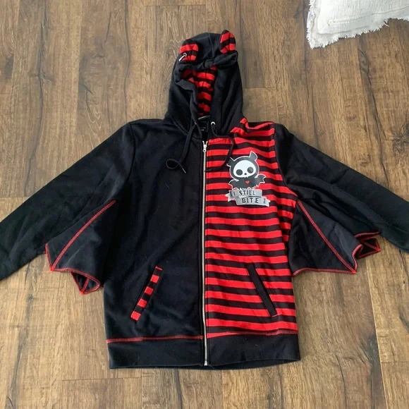 Split Hoodie Sweatshirt Red And Black The Unisex 